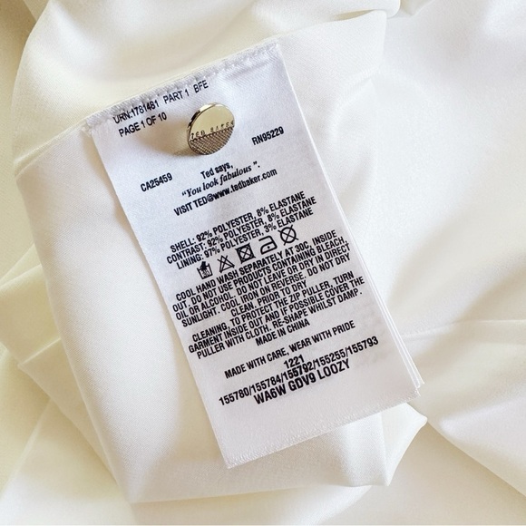 NEW Ted Baker Loozy Neck Tie Woven Skater Dress White - Picture 9 of 9